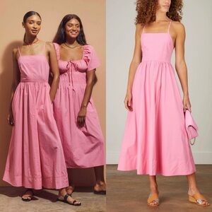 CIAO LUCIA Cotton Poplin Sleeveless Cross Back Square Neck Maxi Apron Dress S